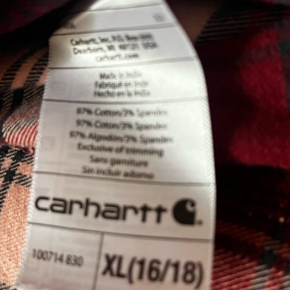 Carhartt Plaid Flannel Top Sz XL - Picture 7 of 7